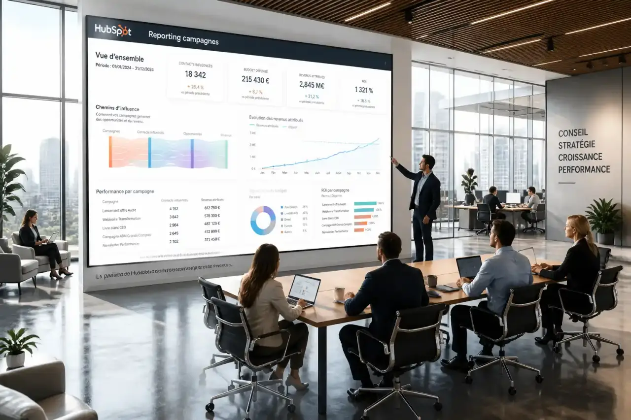 Reporting de campagnes HubSpot : relier contacts influencés, budget et revenu sans tableur