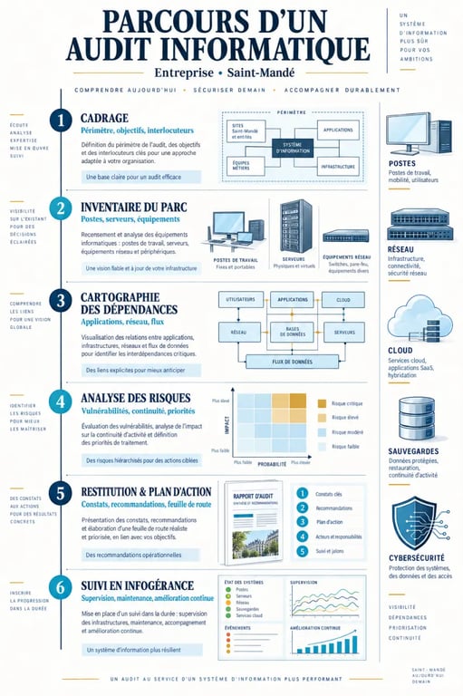 Entreprise audit infogérance 94160 : étapes d'un audit informatique jusqu'au suivi en infogérance
