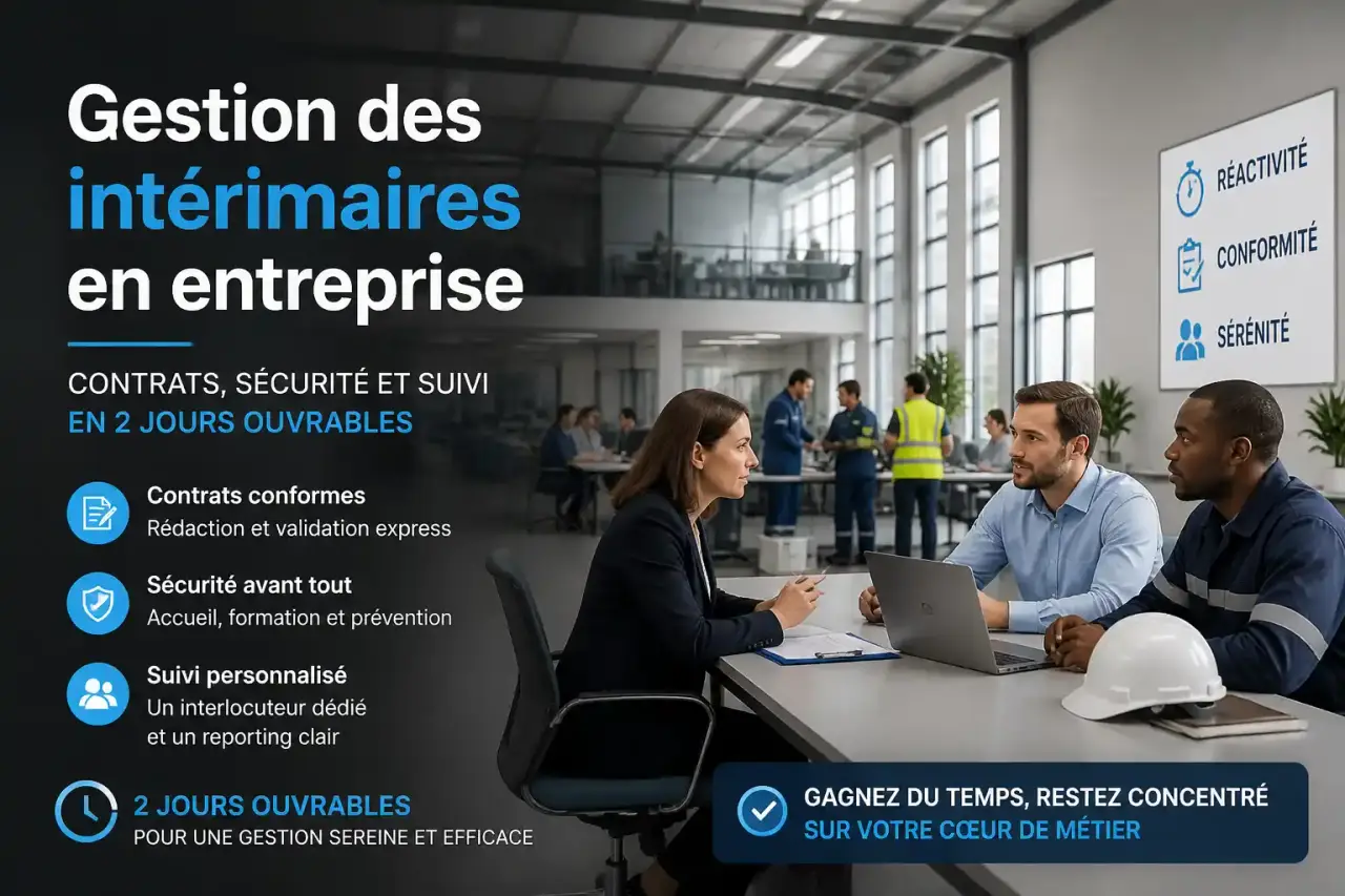 Gestion des intérimaires en entreprise : contrats, sécurité et suivi en 2 jours ouvrables