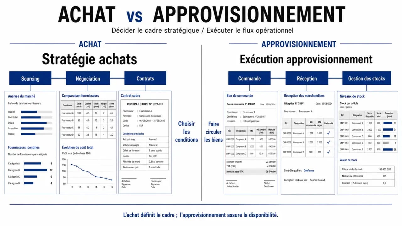 Comparaison approvisionnement achat dans l’entreprise