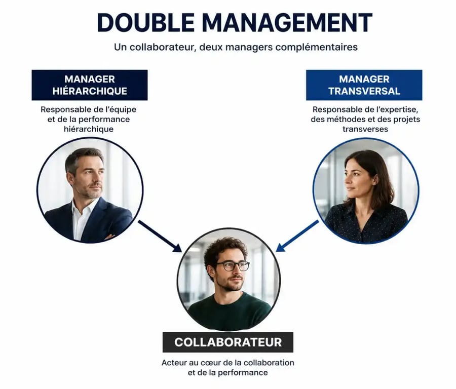 Schéma de la relation tripartite dans le management transversal